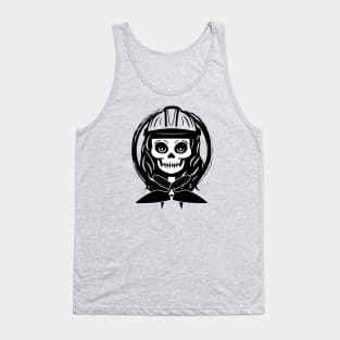 Female Bricklayer Skull and Trowel Black Logo Tank Top